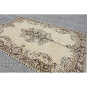 Classic Beige <b>Brown</b> 7.1 X 10.6 ft <b>Wool</b> Rug Patchwork Turkish Design for Entryway Living Bedroom Latex Rectangular Sideboard Rugs - Product Image 2
