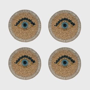 Día del juego trabajo hecho a mano con cuentas diseño de fútbol bordado 4 Set posavasos único hermoso elegante y último diseñador de lujo Declaración - Product Image 6