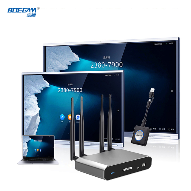 Cross-Platform Wireless Display Receiver with USB-C/A Transmitters, Supports AirPlay Miracast for Windows Mac Android IOS Device