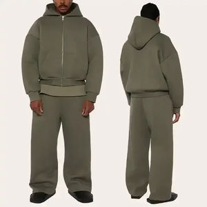 Sweat-shirts à capuche surdimensionnés pour hommes personnalisés, lourds, 100% coton, polaire épais, streetwear, sweat-shirt à fermeture éclair uni pour l'hiver - Product Image 5