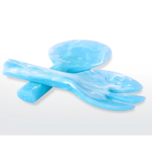 Elegante Juego de Cubiertos de Resina Blanca con Diseño de Remolino, Utensilios de Cocina Hechos a Mano, Juego de Servir Ensaladas de Resina con Textura de Mármol, Cuchara y Tenedor para Ensalada de Poliresina - Product Image 1