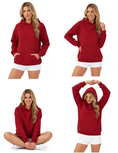 เสื้อแขนยาวลำลองสำหรับผู้หญิงฤดูใบไม้ร่วง/ฤดูหนาวมีฮู้ดแบบสวมหัวมีกระเป๋าด้านหน้าทอเสื้อแฟชั่นใหม่สำหรับผู้หญิง - Product Image 5