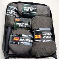 Kit de nettoyage de lavage de voiture en microfibre tout gris Coffret cadeau d'outils de lavage de voiture de qualité supérieure avec outils de nettoyage essentiels