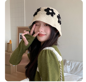 หมวกทรงถังถักลายดอกไม้สำหรับผู้หญิงใส่ในฤดูร้อนผ้าเมชระบายอากาศได้ปักโลโก้สำหรับแฟชั่นฮิปฮอปขี่จักรยานท่องเที่ยว - Product Image 4