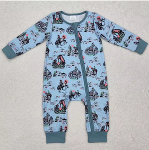 Mono de Manga Larga con Cierre para Bebés Niñas, Diseño de Vaca, Cactus, Estilo Azteca y Occidental, Conjunto de Mono Rosa para Niños - Product Image 2