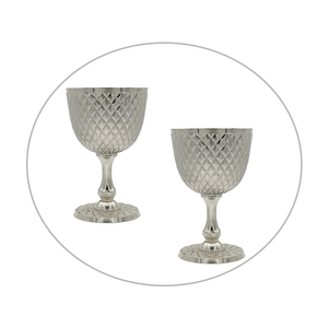 Antique Style Silver Goblet <b>Cups</b> Set | Embossed Metal Chalice Decorative Tableware <b>for</b> Home Decor Gifting Collectible Premium - Product Image 1