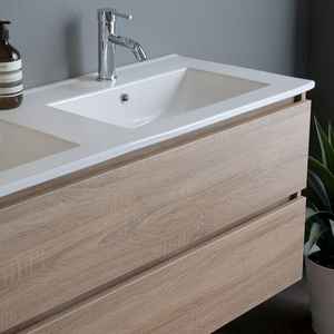 Mueble de Baño Moderno de Dos Piezas con Lavabo Doble y Cajones, de Madera de Roble, 120 cm, Estilo Belize - Product Image 5