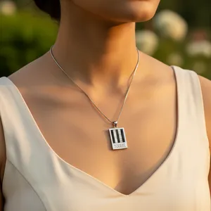 Collier pendentif en argent 925 YOU ME Jewelry avec perle de nacre, plaqué rhodium, or 14 carats, turquoise, zircon, diamant, or rose, style tendance - Product Image 2