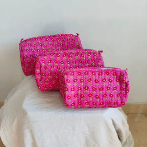 Set Of 3 Cotton Quilted Makeup <b>Bag</b> & Organizer Cotton <b>Toiletry</b> Case <b>Travel</b> <b>Bag</b> floral Print Makeup <b>Bag</b> <b>Toiletries</b> Organizer <b>Bag</b> - Product Image 1