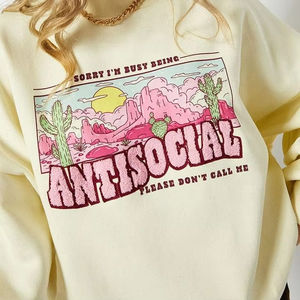 Women's Custom Oversized Embroidered French Terry Baggy Hoodie Heavyweight Cotton <b>Fleece</b> <b>Jumper</b> with CrewNeck for Winter - Product Image 2