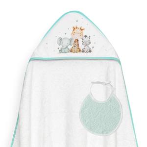 Serviette de bain pour bébé Mod Jirafa-Bicicleta+ 1x1 MT en coton imprimé pour nouveau-né, motif dessin animé vert pour la maison et la salle de bain - Product Image 1