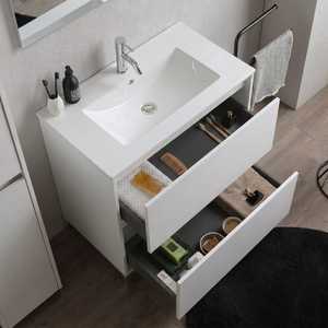 Mobile bagno bianco da terra da 60 cm con frontale effetto legno e lavabo incluso - Product Image 6