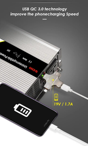 Inversor de Onda Sinusoidal Pura con Cargador de Baterí<span class=keywords><strong>a</strong></span> WHPU-3000-24 2000W 24V DC <span class=keywords><strong>a</strong></span> 110/220 V AC para Hogar/RV/Camión/Inversor de Energí<span class=keywords><strong>a</strong></span> - Product Image 3