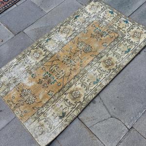 2.3x4.1 ft Small Turkish Rug, Vintage Rug, <b>Brown</b> Blue Moroccan <b>Wool</b> Rug - Product Image 2