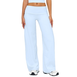 High Stretch Wide Leg Workout Yoga Pants for Women's Wholesale Yoga Pants Women's Solid Color Straight Leg Yoga Pants - Product Image 1