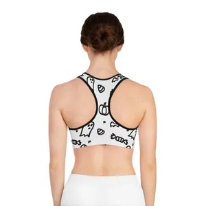 Soutien-gorge de sport en dentelle unie pour femme, col en U, bretelles spaghetti, respirant, maintien élevé, en Spandex/Coton, idéal pour le yoga et le fitness - Product Image 3