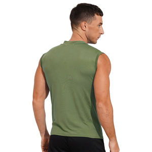 Débardeur 100% coton coupe musclée décontracté pour hommes hauts d'entraînement sans manches avec logo personnalisé méthode de tissage tricoté respirant grande taille - Product Image 4