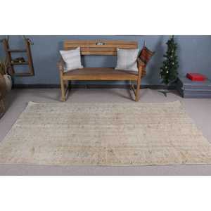 4.2x8 ft Vintage Turkish Rug, Area Rug, <b>Brown</b> Wool Rug - Product Image 2