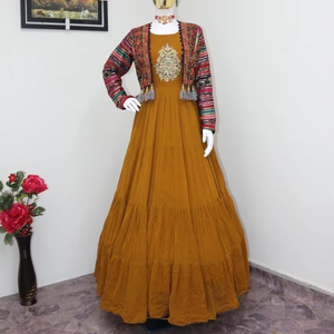 Elegante vestido bordado con chaqueta estampada de 3/4 mangas para ocasiones de fiesta - Product Image 1