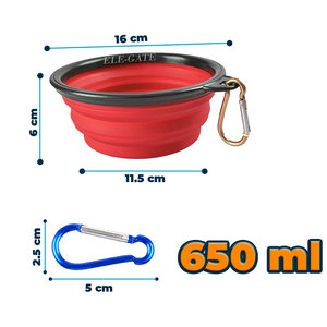 Ciotola da Viaggio Pieghevole in Silicone da 350ml con Moschettoni, Motivo Solido, Capacità 1L - Compagno per l'Idratazione in Movimento per Gatti - Product Image 4