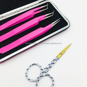 Nouvel ensemble professionnel de pinces à extensions de cils en acier inoxydable durable, ciseaux anti-magnétiques et antistatiques, marque privée - Product Image 5