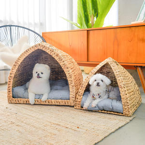 Two tiers <b>indoor</b> pet house wholesale dog <b>cat</b> furniture woven water hyacinth <b>cage</b> houses for pets - Product Image 3