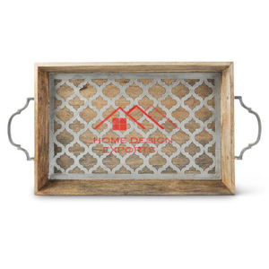 Plateau de tamisage de nourriture d'hôtel de conception sculptée à la main plateau de service en bois sur mesure - Product Image 4