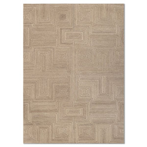 พรมขนสัตว์ทอมือลายเรขาคณิตสีเบจและสีน้ำตาล สำหรับตกแต่งห้องนั่งเล่นวัยรุ่นหรือทางเดิน-Tod-41001 - Product Image 1