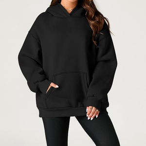 Sweat-shirts à capuche décontractés pour femmes personnalisables OEM, taille plus, surdimensionnés, 100% coton molletonné, logo imprimé pour l'hiver - Product Image 6