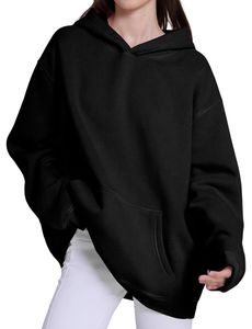 Sudadera con capucha y hombros caídos de diseñador en blanco personalizada para mujer, ropa de calle, sudadera básica sin cordones lisa de gran tamaño Unisex - Product Image 4