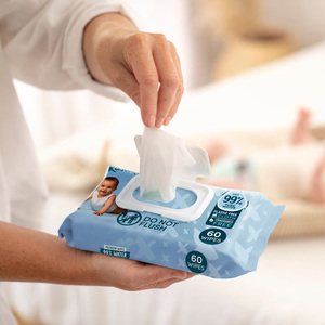 Lingettes pour bébé <span class=keywords><strong>bio</strong></span> à étiquette privée personnalisée, lingettes humides douces et naturelles pour un usage domestique, lingettes nettoyantes non tissées biodégradables - Product Image 1