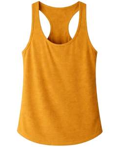 Customized Women Mustard <b>Yellow</b> Racerback Tank Top Sleeveless O Neck Soft Stretch Casual Workout Fitness Gym Summer Vest - Product Image 1