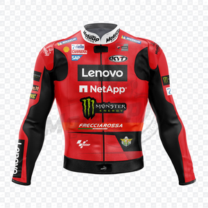 Enea Bastianini MotoCP Rucati piel de vaca/cuero de canguro pista de montar/carreras hechas a medida Hump Mens Biker Jacket CE Protectores - Product Image 1