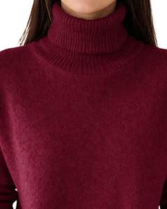Customized <b>Women</b> Maroon Turtleneck Sweater Wool Acrylic Knit Pullover Long Sleeve Winter <b>Warm</b> Custom Manufacturer OEM Supply - Product Image 4