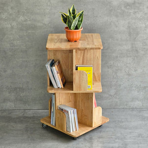 Étagère à livres mobile compacte à 2 niveaux en bois KS68199 - pour salon, installation facile sur pied - Product Image 2