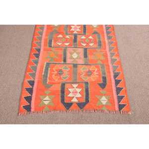Turkish <b>Rug</b>, <b>Runner</b> 3.3x10.3 ft Vintage <b>Rug</b>, Orange Bordered Wool <b>Rug</b> - Product Image 5