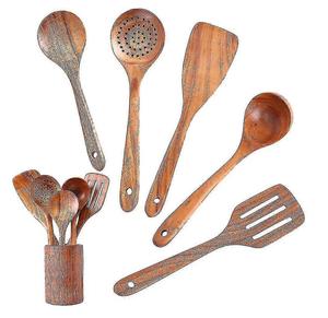 Hot Selling 5 Piece <b>Wooden</b> Acacia <b>Spoon</b> Non Stick Kitchen Spatula Cook Tool Accessories <b>Spoon</b> Spatula Cooking Utensils <b>Set</b> - Product Image 3