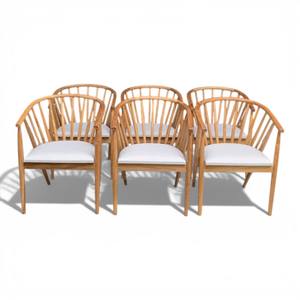 Chaise de salle à manger en teck massif de haute qualité pour restaurant et hôtel, siège rembourré confortable avec dossier incurvé ergonomique - Product Image 5