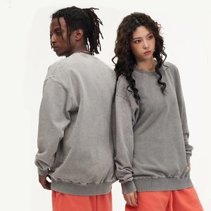 Sweat-shirt 100% coton soleil délavé unisexe 420 gsm streetwear surdimensionné poids lourd vintage lavage à l'acide impression personnalisé hommes sweat - Product Image 3