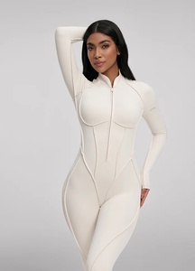 One Piece Workout <b>Bodysuit</b> Backless Sports Rompers Breathable Zippered Front <b>Slim</b> Waist Sports Fitness Women Yoga Jumpsuit - Product Image 3