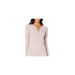 Free People Tunica Termica Casual da Donna Think Thermal Henley, Nuovo Top Rosa X-Small in Maglia Waffle Felpata - Product Image 2