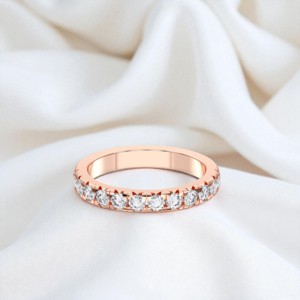 Anillo de banda de eternidad de corte redondo de diamante cultivado en laboratorio de 0,60 quilates en oro macizo de 10K/14K/18K con chapado en oro de quilates/1 K - Product Image 5