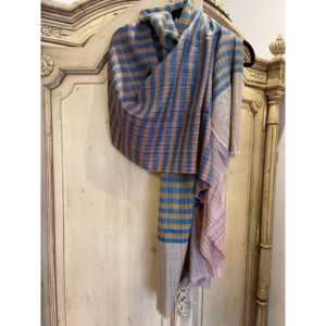 Bufanda Pashmina de Estilo Étnico, Tejida a Mano, con Estampado de Rayas Madras y Bordado de Lana para Musulmanes - Product Image 2