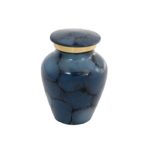 High Quality Brass Cremation <b>Keepsake</b> Urns With Gold And Navy Blue Marble Finished Metal Funeral Urns <b>For</b> Human <b>Ashes</b> - Product Image 1