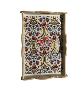 Dernière conception de gravure à la main et de peinture à la main Vente à chaud Plateau de service en bois classique de luxe pour aliments et boissons pour mariage - Product Image 1