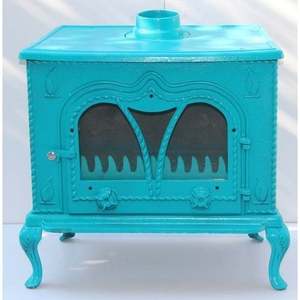 Estufa de Leña Moderna Independiente DORELLO SOBA Modelo MF105 Turquesa para Calefacción Exterior - Product Image 2