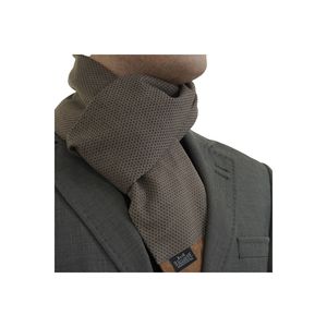 Echarpe d'hiver à motifs carrés Baklava tissés en jacquard de laine marron beige double face - Product Image 3