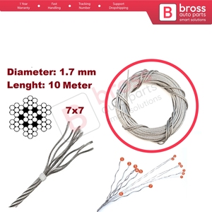BWR5474-1 10 <b>meter</b> Window Regulator Repair Cable Steel Wire Rope 7x7 Diameter: 1.7 mm for Car Window Regulator - Product Image 5