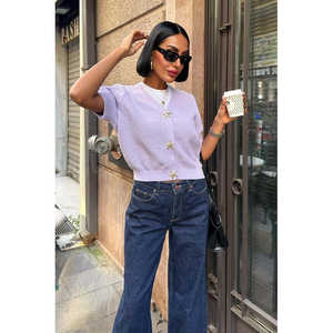 Cardigan en tricot boutonné doré style décontracté Asterya 5182 - Product Image 5