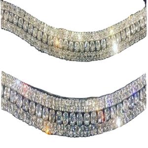 ที่กำหนดเองแฮนด์เมดหนังสีดำม้าคิ้ววง5แถวเงินชัดเจนคริสตัลประกาย Bling ที่มีคุณภาพสูงคิ้ววง - Product Image 1